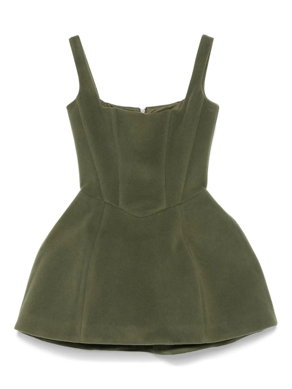 Vestiaire d'un Oiseau Libre square-neck flared mini dress - Green | Farfetch Global