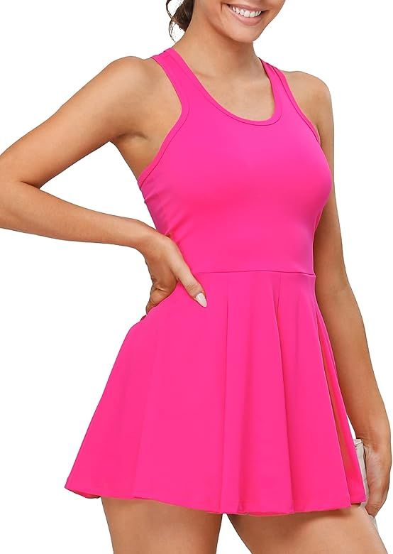 1a1a Women’s Tennis Golf Dress with Shorts Pockets Sleeveless Workout Sports Athletic Dresses | Amazon (US)