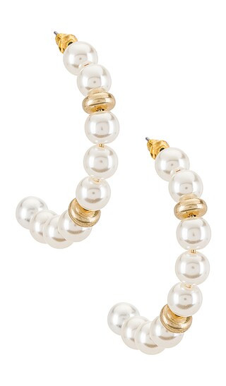 X Sofia Richie Pearl Hoops in Gold | Revolve Clothing (Global)