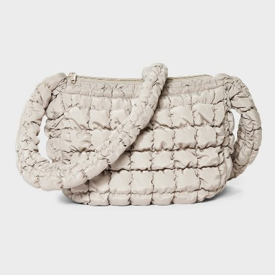 Puffer Crossbody Handbag - Wild Fable™ Taupe: Softside Woven Bag, Single Strap, Solid Pattern | Target