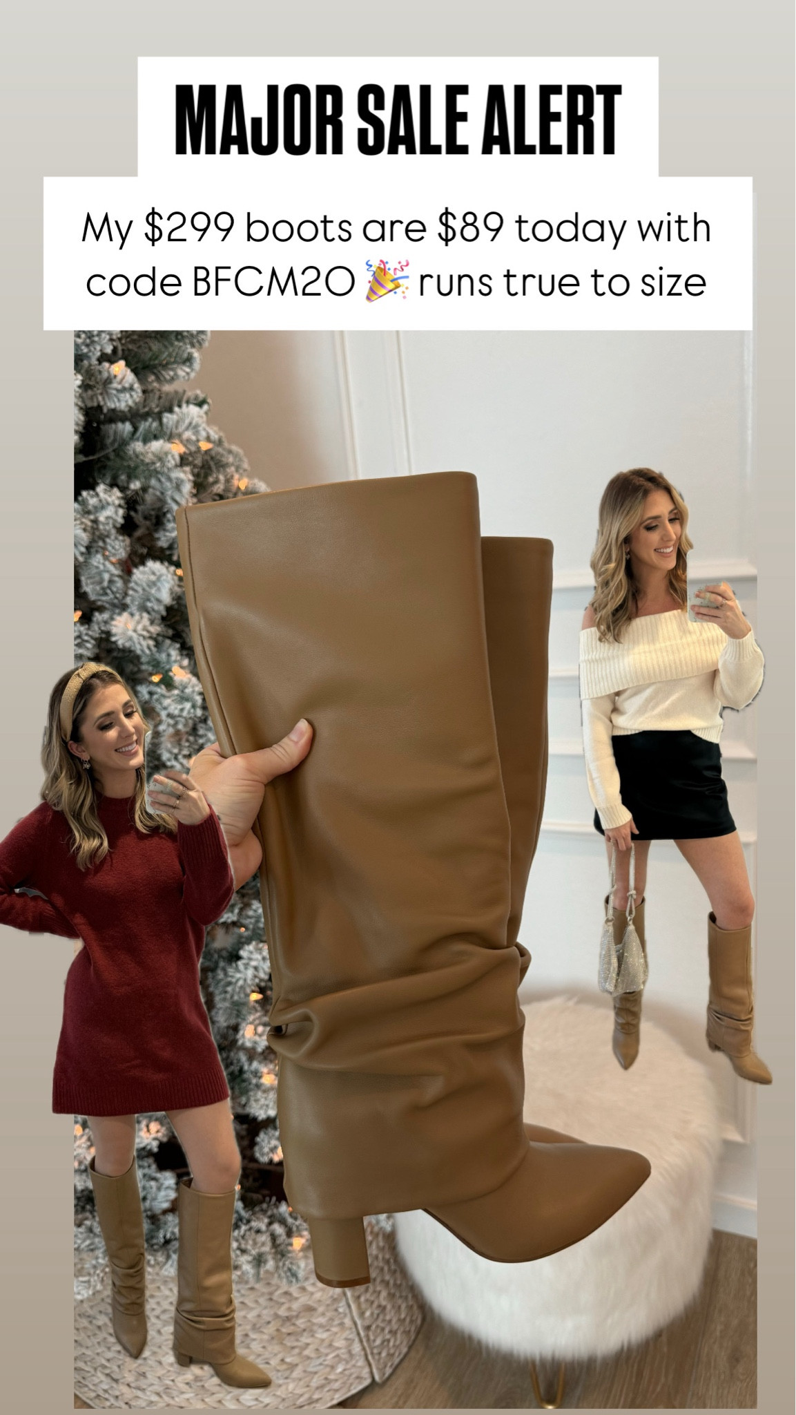 My $300 boots are on sale PLUS use code BFCM20 and they’re $89🤯🎉 runs true to size. I’ll link the outfits I wore them with too!! All are on sale. Code CYBERAF gives you 15% off more at Abercrombie too  

#LTKCyberWeek #LTKSaleAlert #LTKShoeCrush