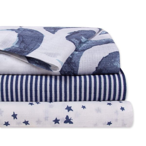 Hello Moon! Organic Cotton Woven Muslin Baby Swaddle Blankets 3 Pack | Burts Bees Baby