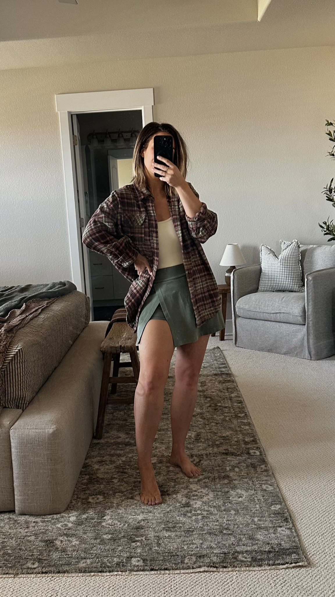 So cozy!
Skirt is a M
Flannel is an XS
bodysuit is a S

#LTKPetite #LTKActive #LTKFindsUnder50