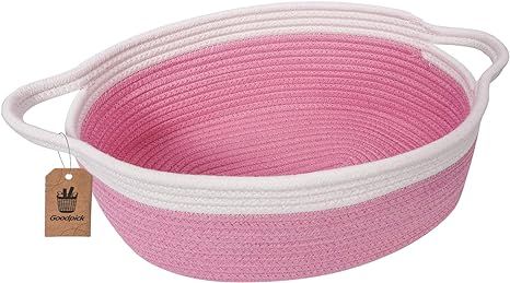 Goodpick Small Woven Basket | Cute Pink Rope Basket | Cotton Basket | Room Storage Basket | Chest... | Amazon (US)