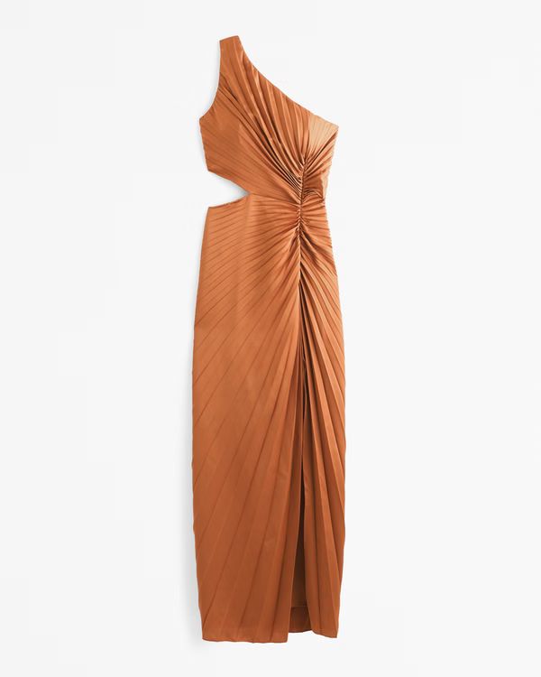 The A&F Giselle Pleated One-Shoulder Cutout Maxi Dress | Abercrombie & Fitch (US)