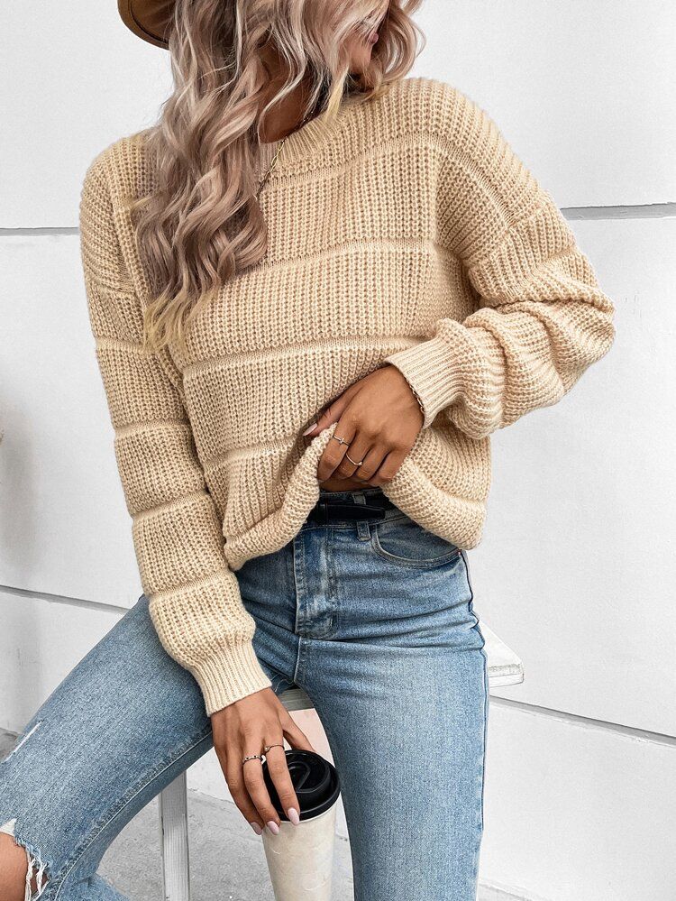 New
     
      Drop Shoulder Ribbed Knit Sweater | SHEIN