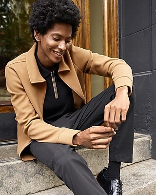 Black Solid Moisture-wicking Zip Polo | Express