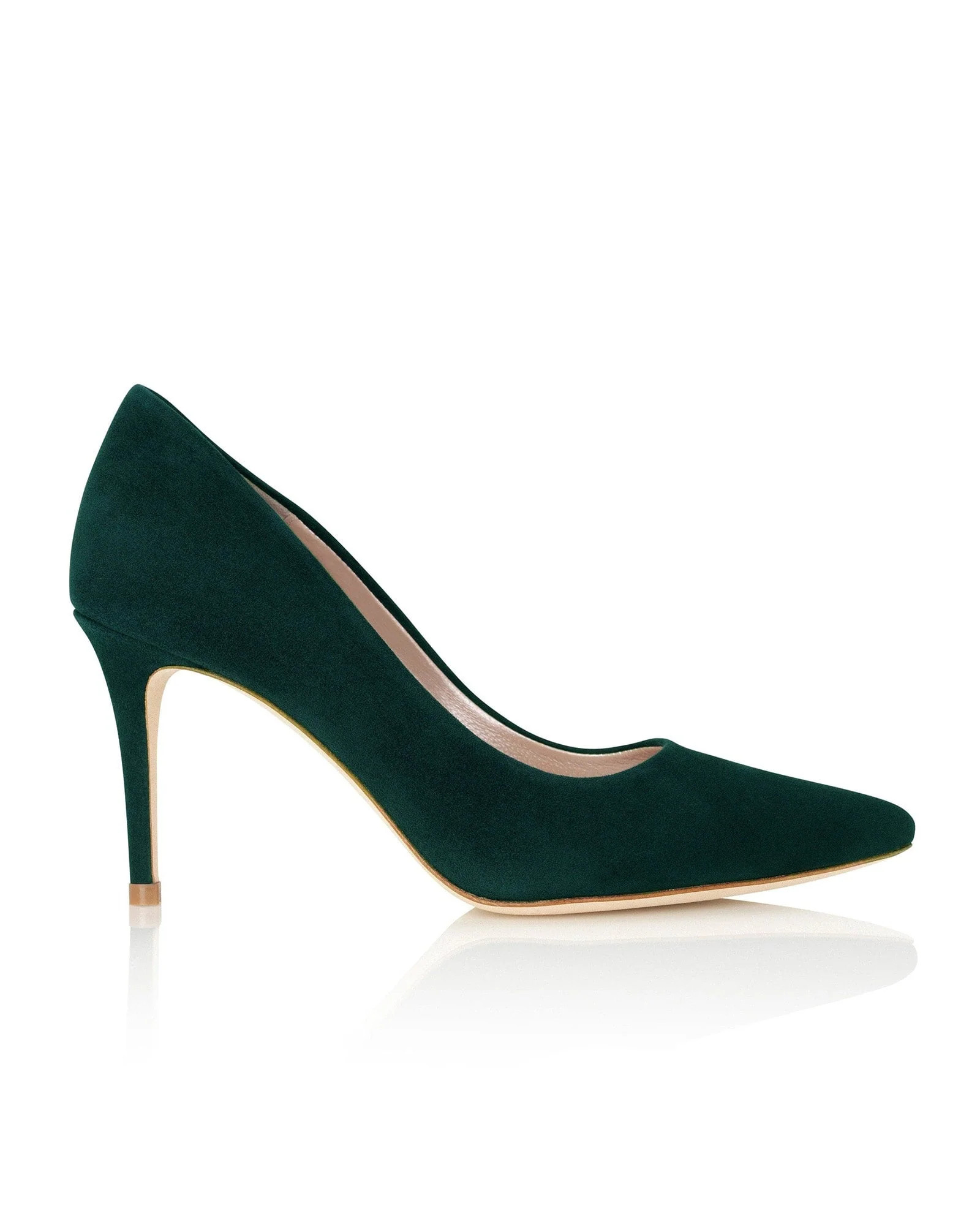 Claudia Greenery Suede
			Mid Heel | Emmy London