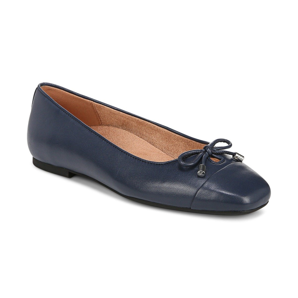 Vionic Women's Klara Ballet Flat with Arch Support in Navy Leather, Size 12 | Vionic (US)