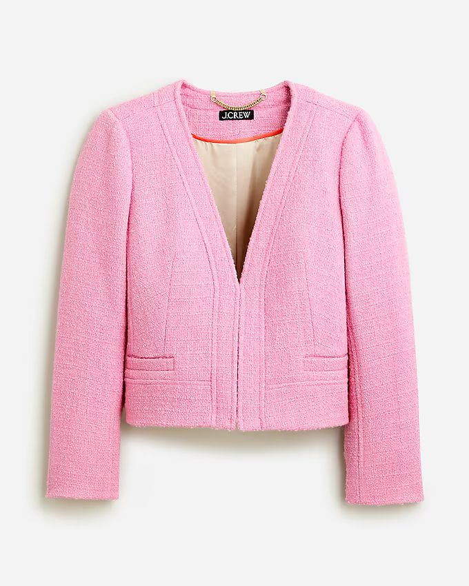 Collarless lady jacket in maritime tweed | J.Crew US