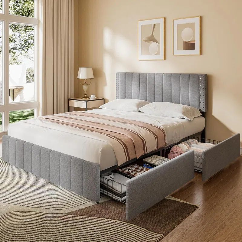 Montijo Upholstered Bed Frame with Storage Drawers | Wayfair North America