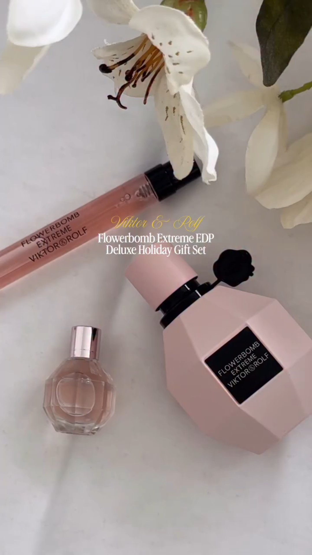 gift the scent of a floral oasis this holiday season 🌸 

@viktorandrolf_fragrances | #ad 

#giftedbyviktorandrolffragrances #flowerbombextreme #fragrance #perfume