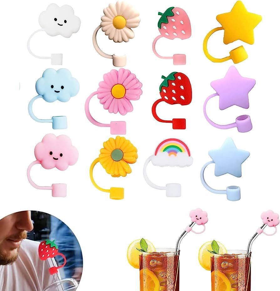 2023 New Straw Cover Cloud, 12Pcs Silicone Cloud Straw Covers Protector, Splash Proof Straw Tips,... | Amazon (US)