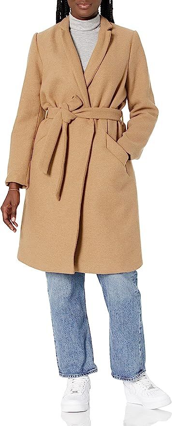 Amazon Brand - Daily Ritual Women's Wool Blend Belted Coat | Amazon (US)