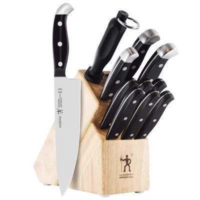HENCKELS Statement 12-Piece Kitchen Knife Set with Block, Chefs Knife, Steak Knife, Bread Knife, Steak Knives, Kitchen Knife Sharpener, Light Brown | Wayfair North America