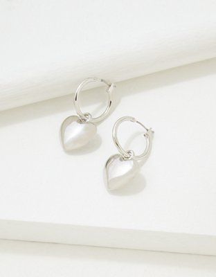 AEO Silver Heart Earrings | American Eagle Outfitters (US & CA)