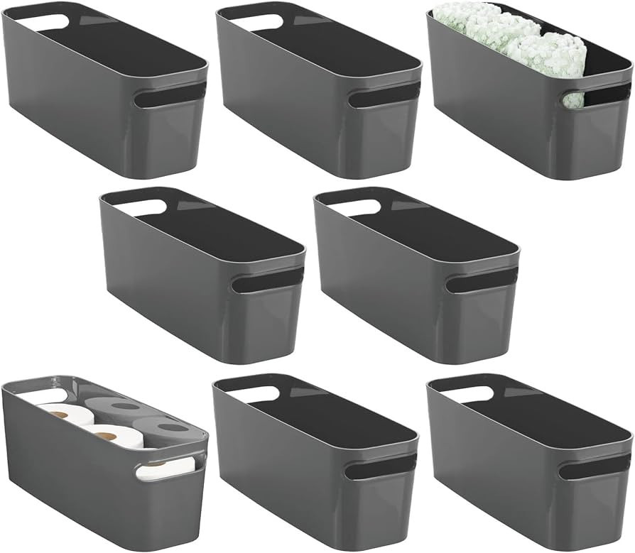 mDesign Large Plastic Storage Bin with Handles for Bathroom Cupboard, Cabinet, Under Sink, or Cou... | Amazon (US)
