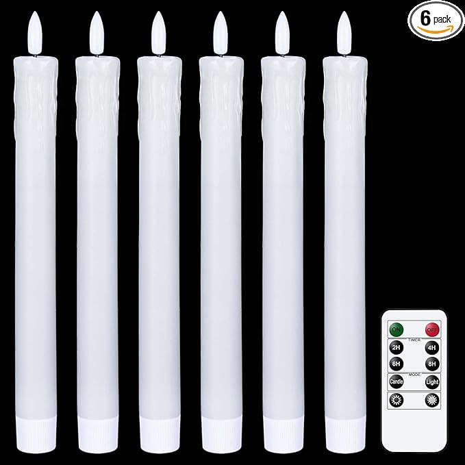GenSwin Drip Wax Flameless Taper Candles Flickering with 10-Key Remote, Battery Operated Led Warm... | Amazon (US)