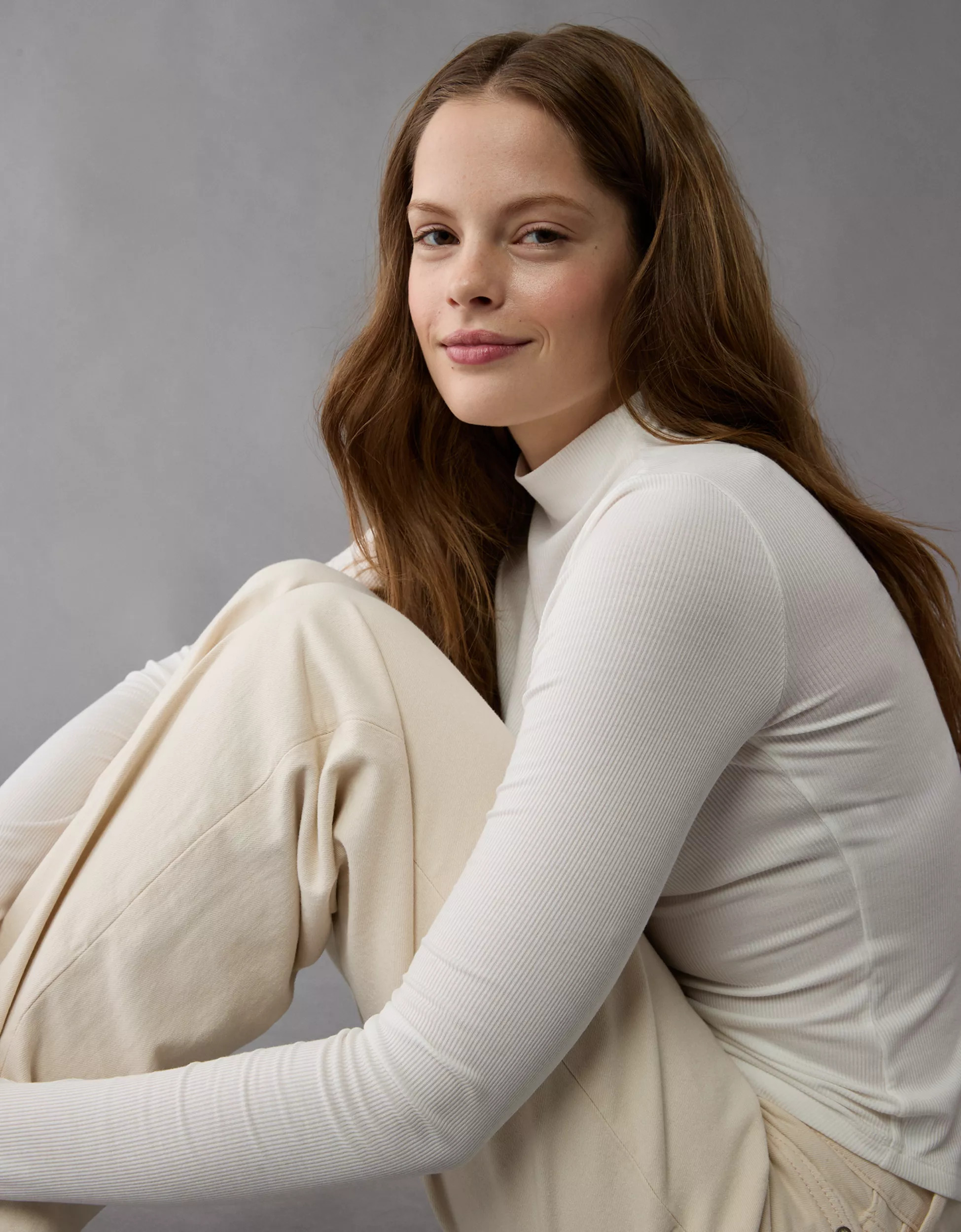 AE Soft & Sexy Long-Sleeve Mock Neck T-Shirt | American Eagle Outfitters (US & CA)