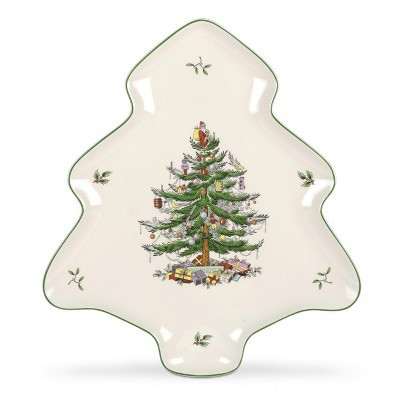 Spode Christmas Tree Holiday Platter - 14-Inch Tree-Shaped Serving Plate, Fine Earthenware Holiday Tableware - Christmas Dinnerware | Target