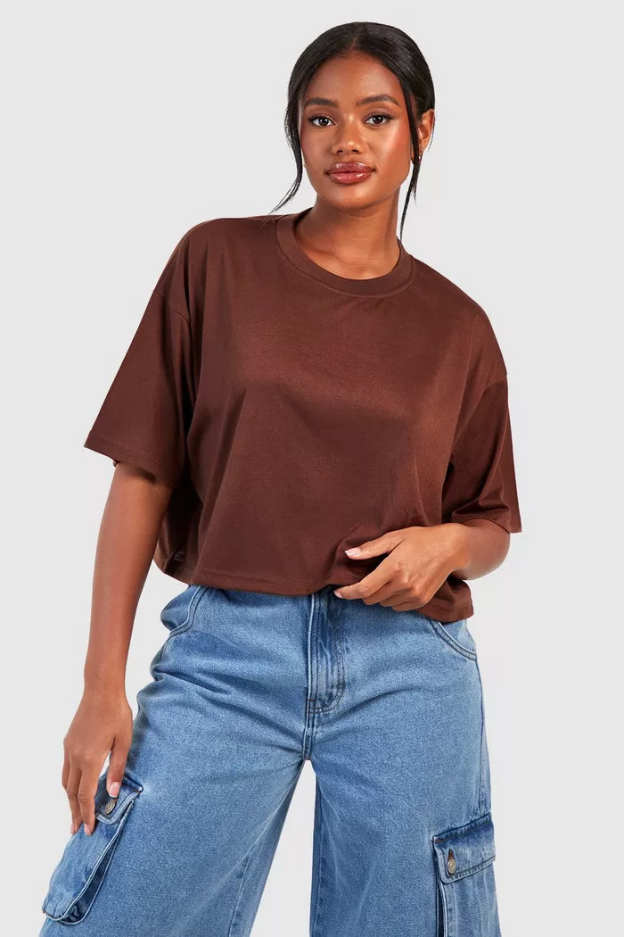 Basic Cotton Boxy Cropped T-shirt | boohoo (US & Canada)
