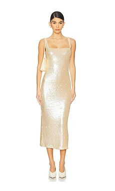 L'Academie by Marianna Ceci Sequin Midi Dress in Blush Nude from Revolve.com | Revolve Clothing (Global)