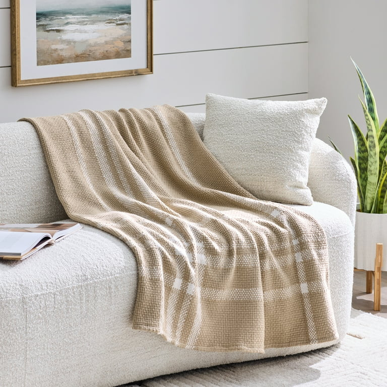 Better Homes & Gardens Almond Biscuit Woven Basketweave Throw, 50x72" | Walmart (US)