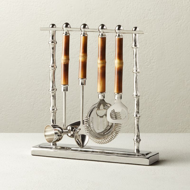 4-Piece Bamboo Bar Tool Set with Stand + Reviews | CB2 | CB2