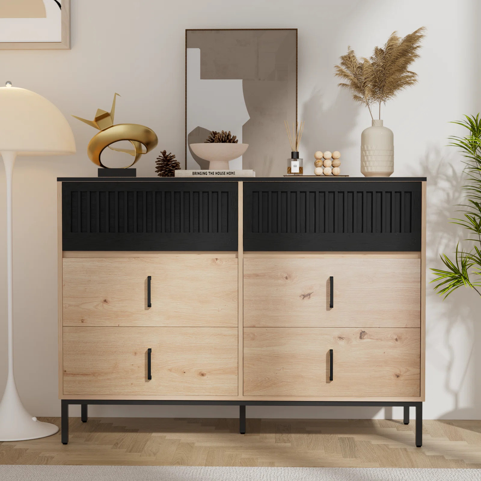 Bamboo Wood 6 Drawer 46.3" W Double Dresser | Wayfair North America
