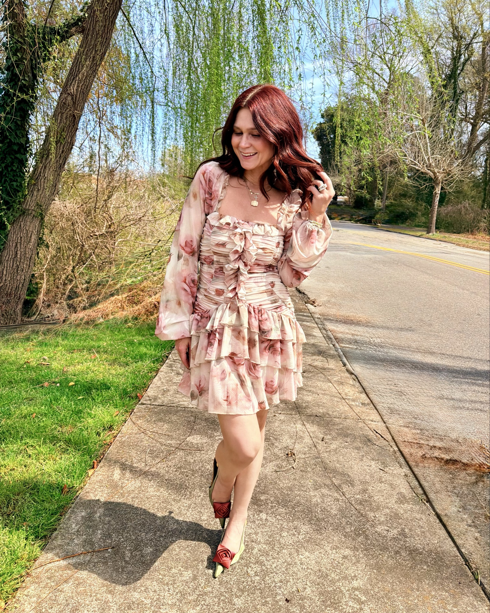 Serving soft romance with a side of main character energy 🌸✨ This dreamy floral moment from @lulus has me feeling like I just stepped out of a storybook and onto the sidewalk. Great wedding guest option  

floral dress, spring outfit, romantic style, feminine fashion, ruffle dress, lulus outfit


#LTKWedding #LTKSeasonal #LTKootd