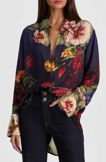 Finely Floral Long Sleeve Oversize Button-Up Shirt | Nordstrom Rack