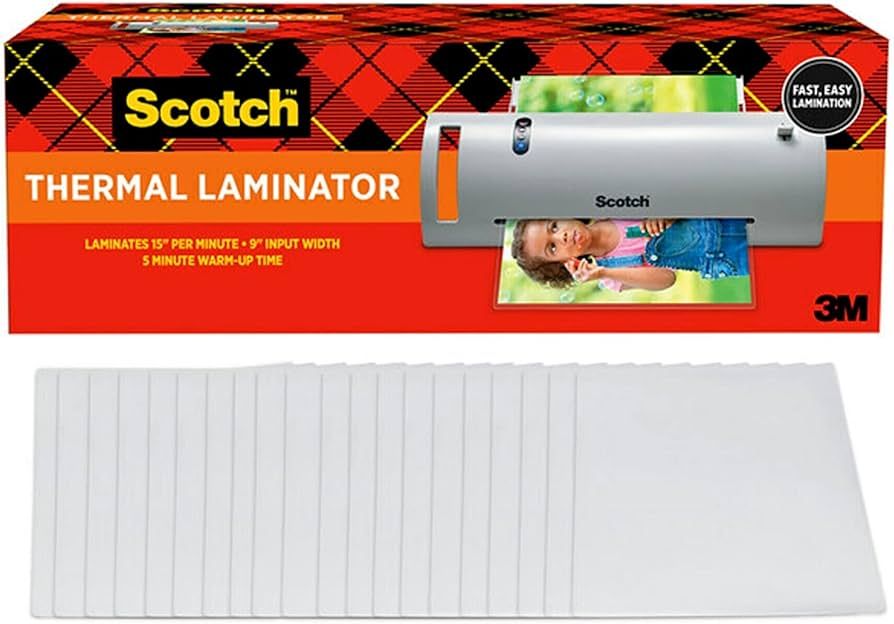 Scotch Thermal Laminator Combo Pack, Includes 20 Letter-Size Laminating Pouches, Holds Sheets up ... | Amazon (US)