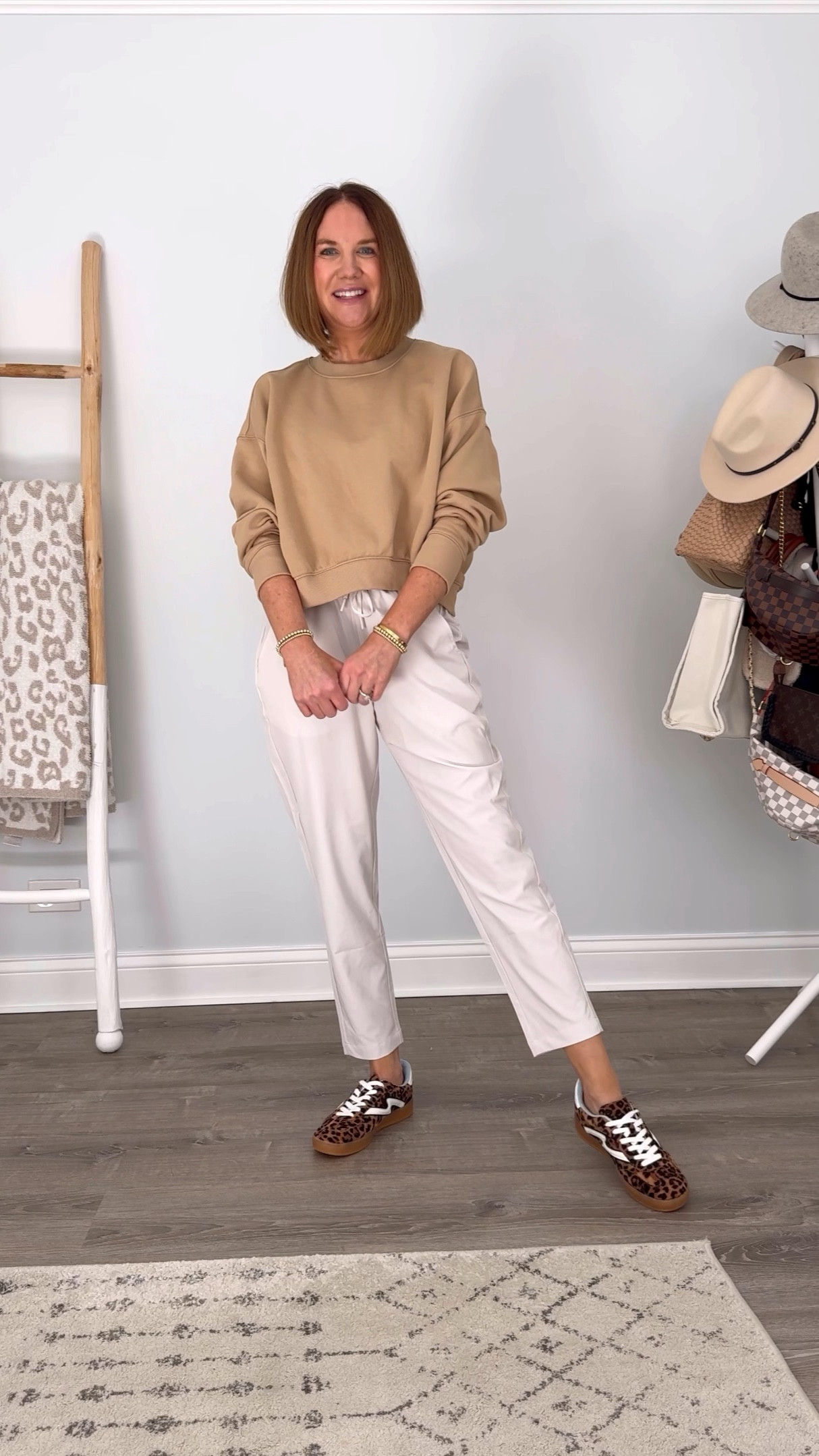 Athleisure, travel outfit, leopard sneakers
Sweatshirt large 
Pants medium (need a small)
Sneakers TTS

#LTKOver40 #LTKFindsUnder50 #LTKActive