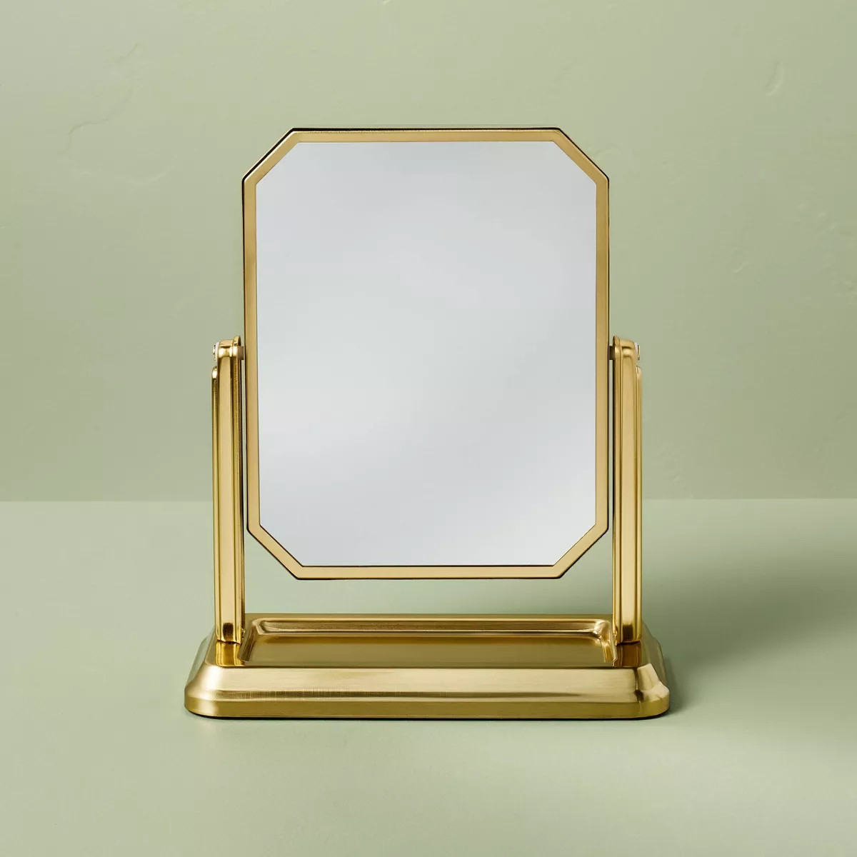 Vintage Vanity Mirror with Tray Brushed Brass - Hearth & Hand™ with Magnolia | Target