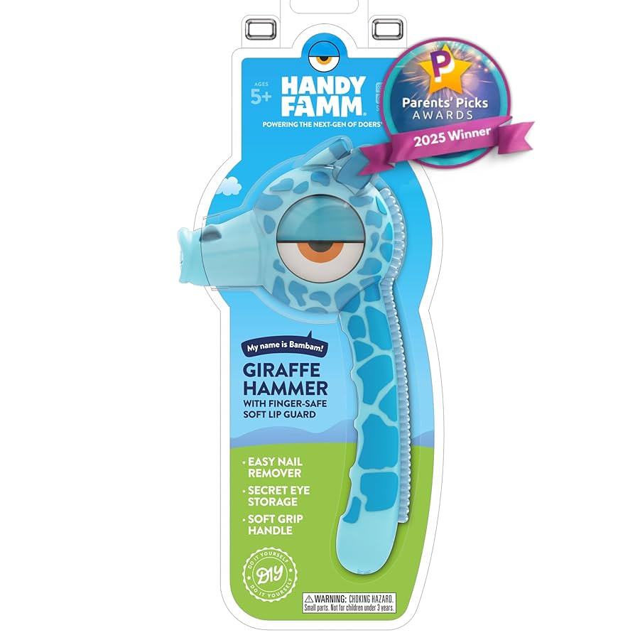 Real Metal Blue Giraffe Hammer for Kids, Patented Safety Mouth Sleeve and Nail Remover, STEM DIY ... | Amazon (US)