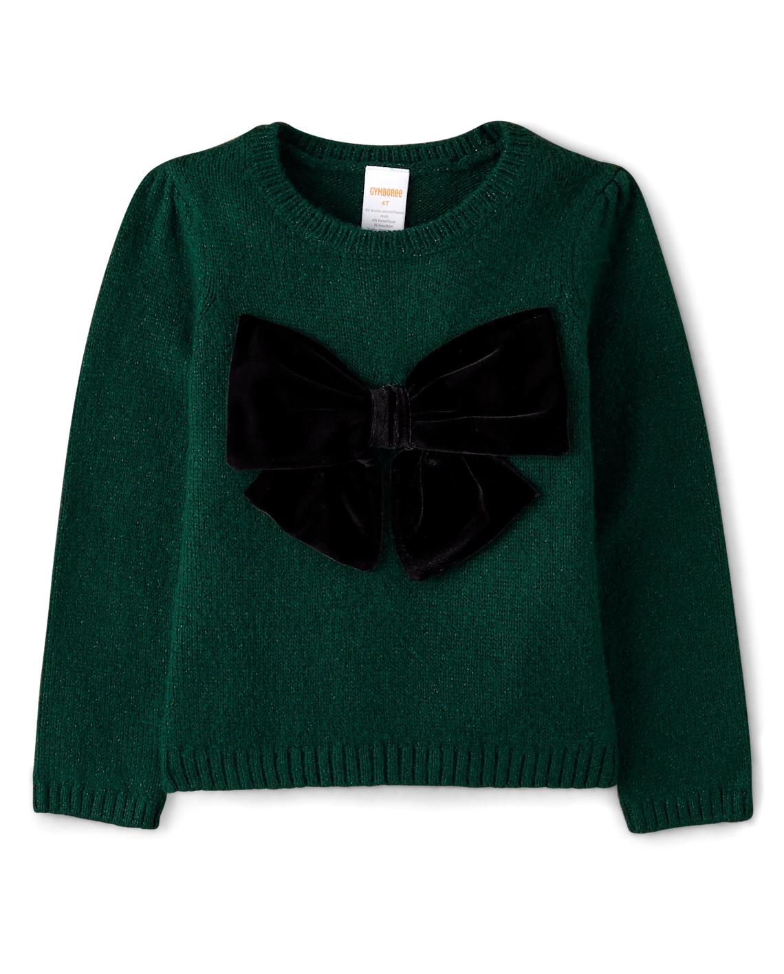 Girls Long Sleeve Oversized Bow Sweater - Royal Christmas - GREEN | Gymboree | Gymboree
