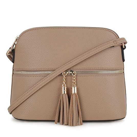 SG SUGU Lightweight Medium Dome Crossbody Bag with Tassel | Zipper Pocket | Adjustable Strap | Amazon (US)