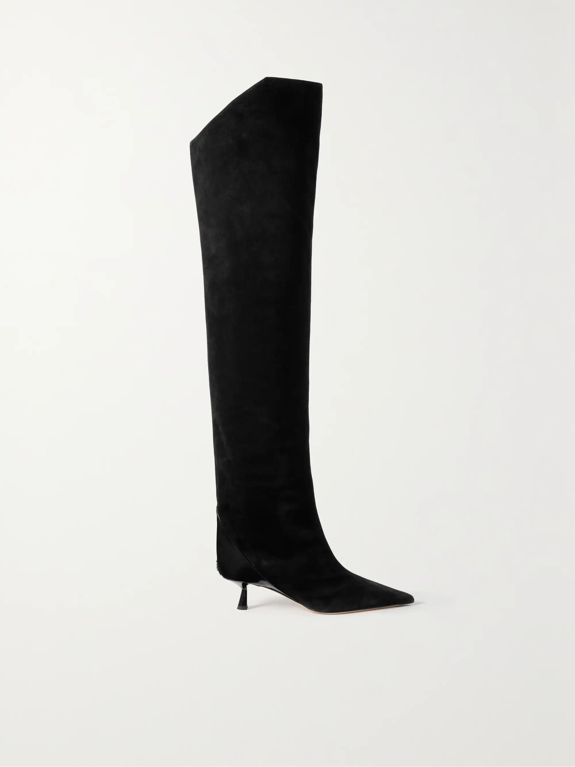 JIMMY CHOOVari 45 patent leather-trimmed suede over-the-knee boots | NET-A-PORTER (UK & EU)
