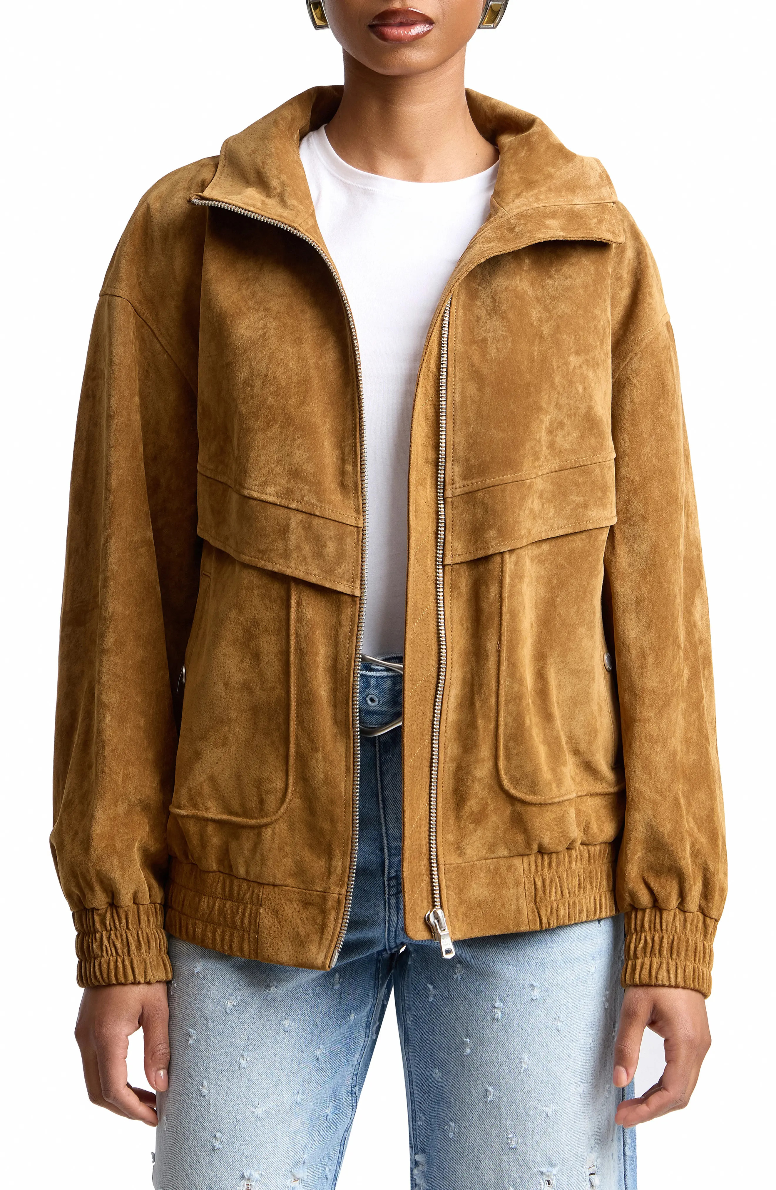Avec Les Filles Oversize Suede Zip Jacket (Women) | Nordstrom | Nordstrom