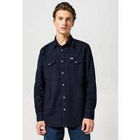 Wrangler Long Sleeve Western Denim Shirt - Blue | Very (UK)