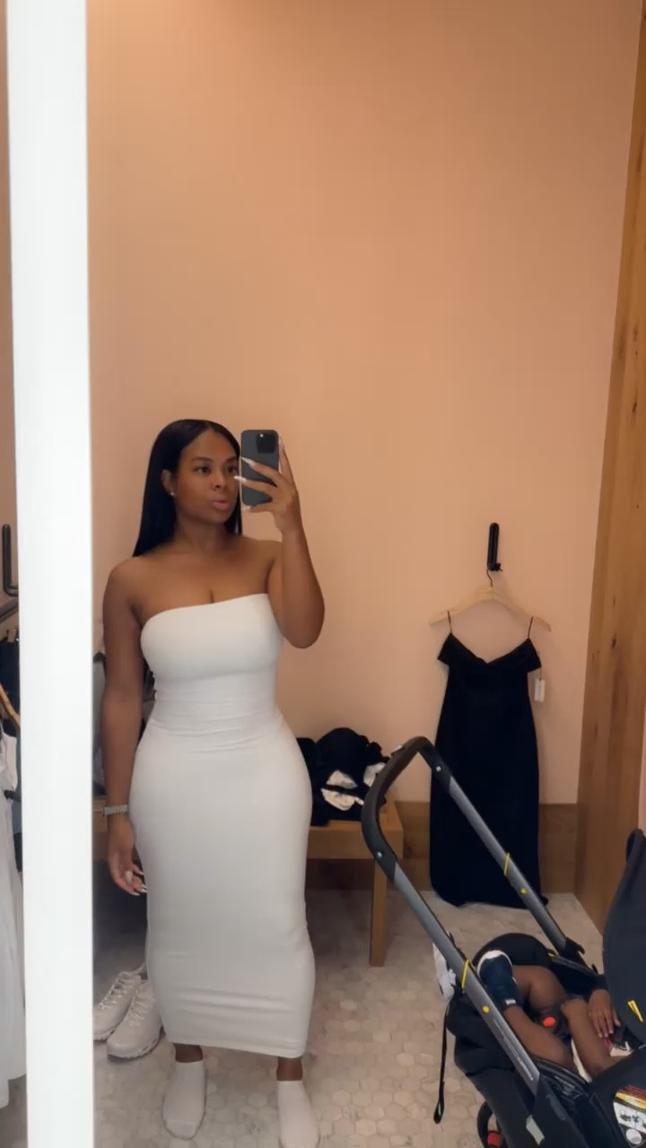 White midi tube dress 

#LTKStyleTip #LTKSeasonal #LTKFindsUnder100