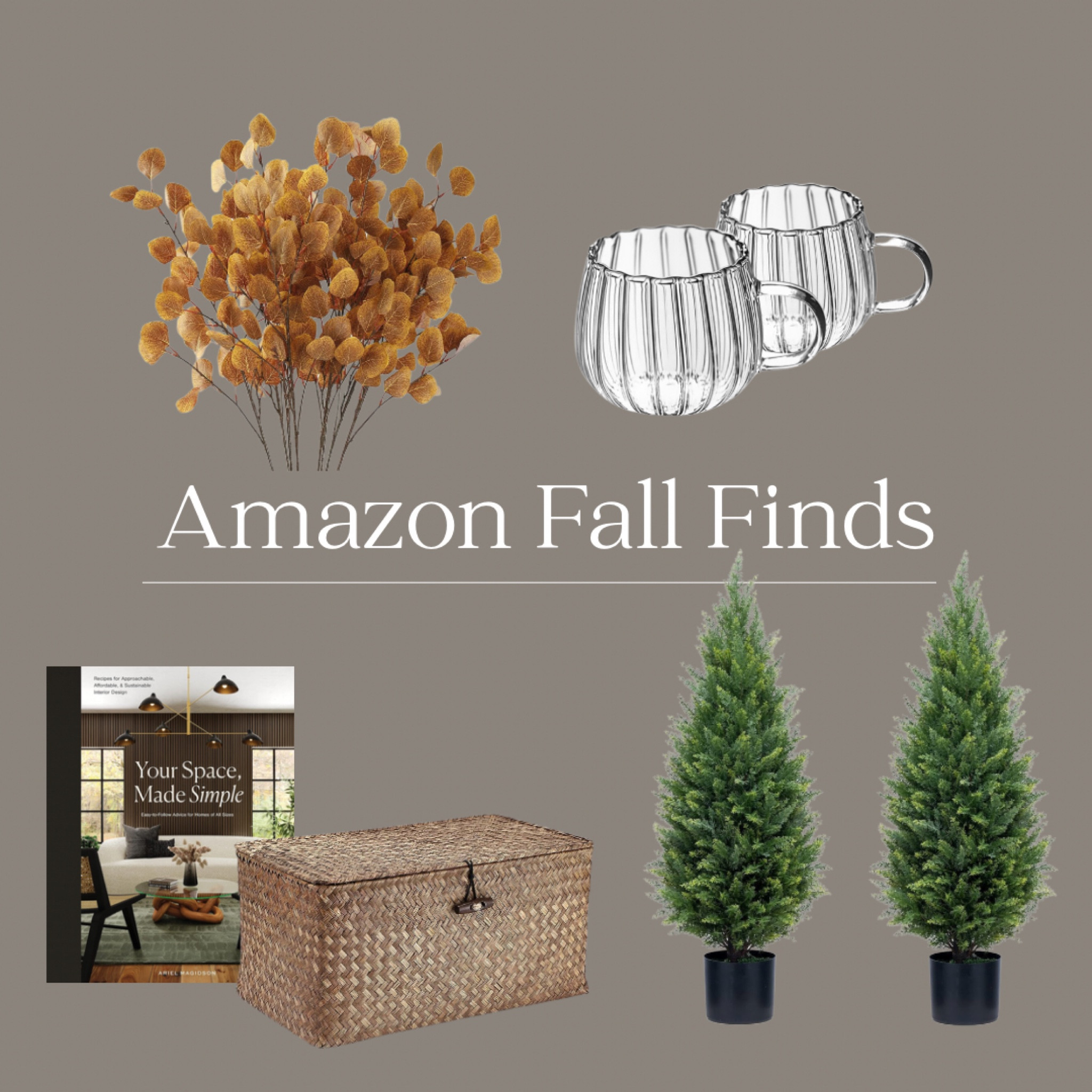 Fall amazon finds, glass mugs, faux trees, coffee table decor, fall decor

#LTKSeasonal #LTKstyletip #LTKhome