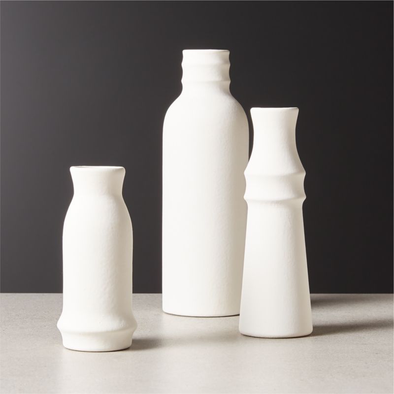 3-Piece Fleur Off-White Vase Set + Reviews | CB2 | CB2
