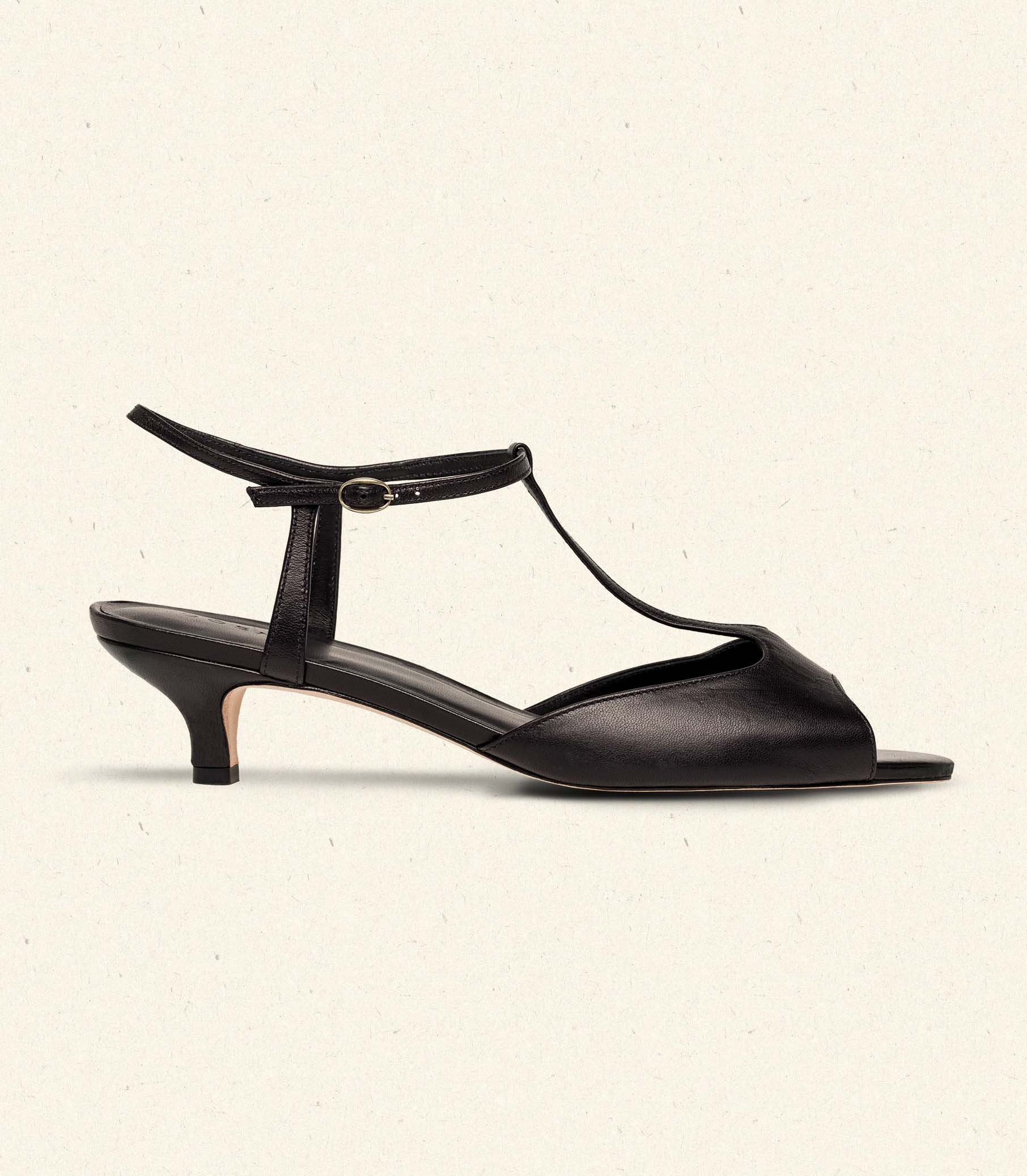 Maisie T-Strap - Black Box Calf | DÔEN | DOEN