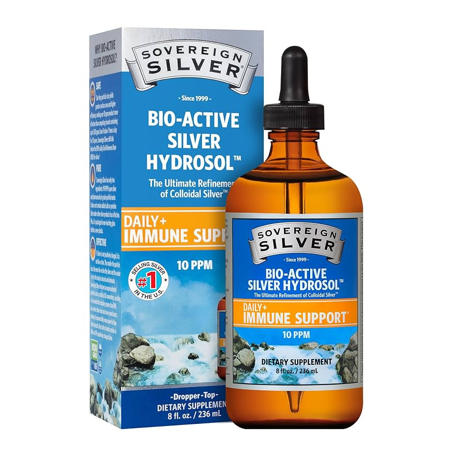 Sovereign Silver Immune Support - Colloidal Silver, Bio-Active Silver Hydrosol, 10 ppm, Liquid Dropper, 8 Fl Oz, (236 mL) | Amazon (US)