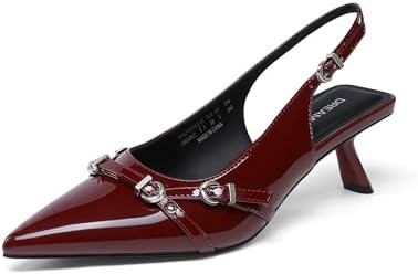 DREAM PAIRS Women's Low Kitten Heels Slingback Closed Pointed Toe Comfortable Dressy Pumps Weddin... | Amazon (US)