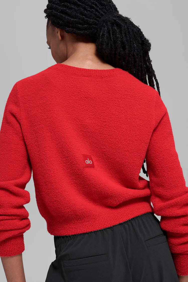 Snuggle Up Sweater Cropped Cardigan - Bright Red | Alo Yoga