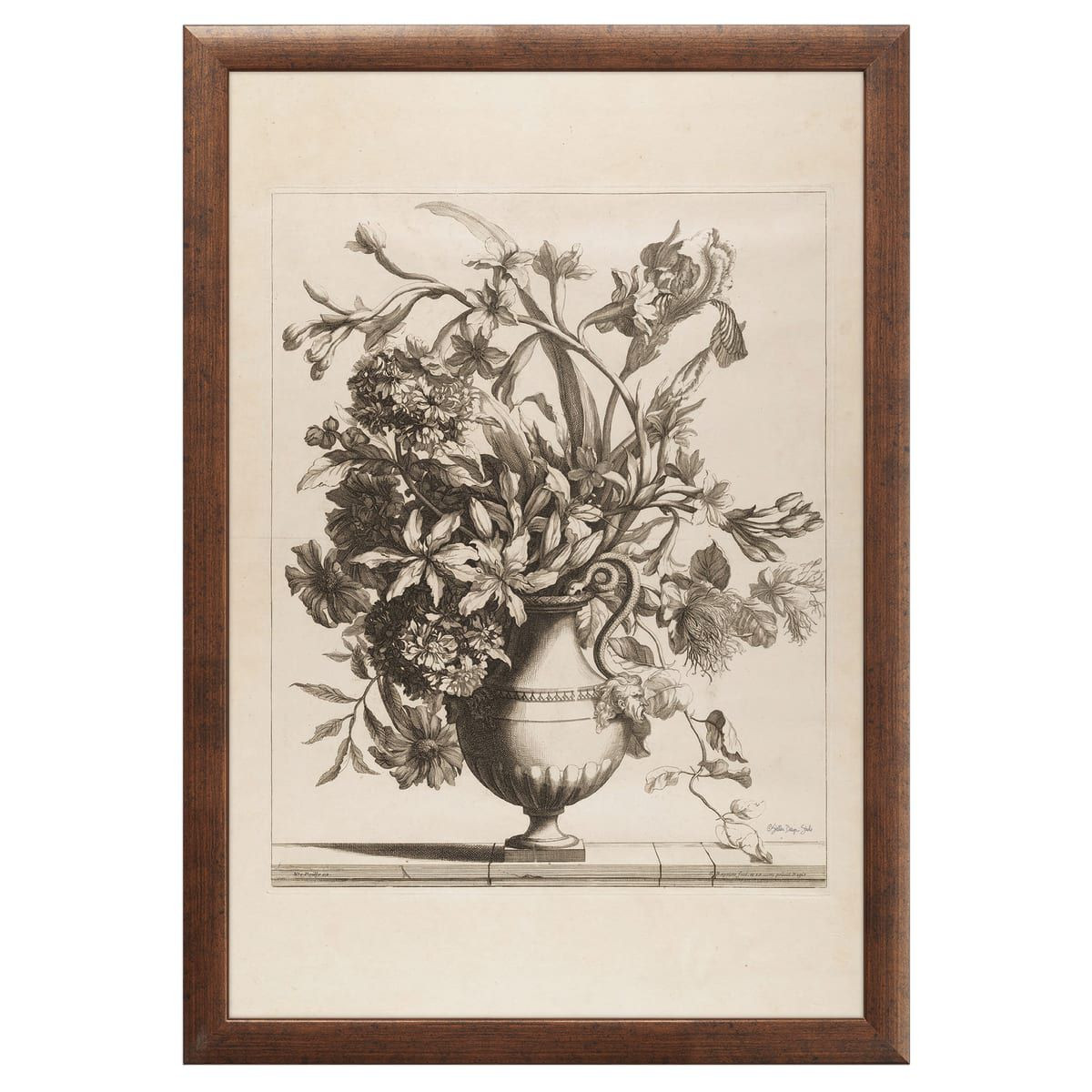 12" x 16" Vintage Vase in Sepia Framed Wall Art, Contemporary Floral Home Decor, Glass Facing and... | Target