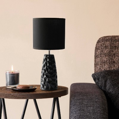 Sculpted Ceramic Table Lamp Black - Simple Designs: Modern Bedside Light, ETL Listed, No Assembly Required | Target