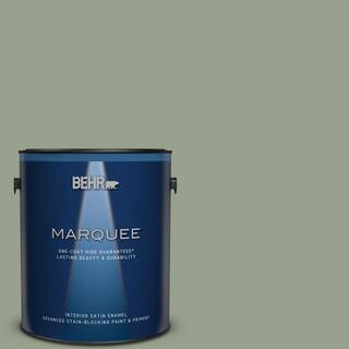 1 gal. #N390-4 Bitter Sage One-Coat Hide Satin Enamel Interior Paint & Primer | The Home Depot